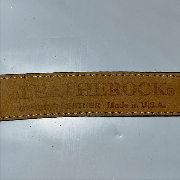 LEATHEROCK BLACK Leather 1” Belt black LEATHER 4”RECTANGLE BUCKLE USA made 6927 - Picture 2 of 11